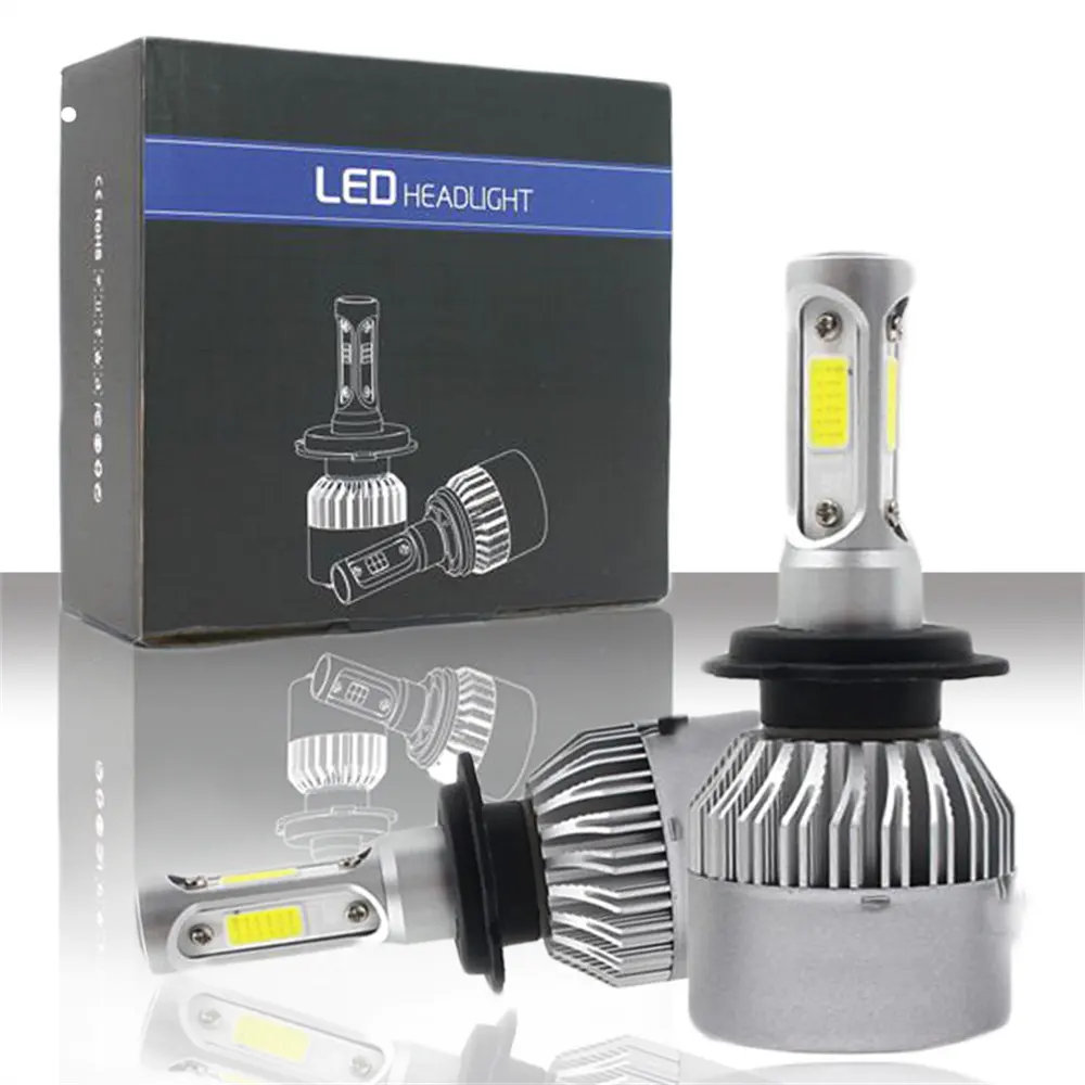 Auto auto light turbos led s2 h4 h7 h13 h11 9005 9006 cob led lampadine per fari per veicoli moto 12v 24v