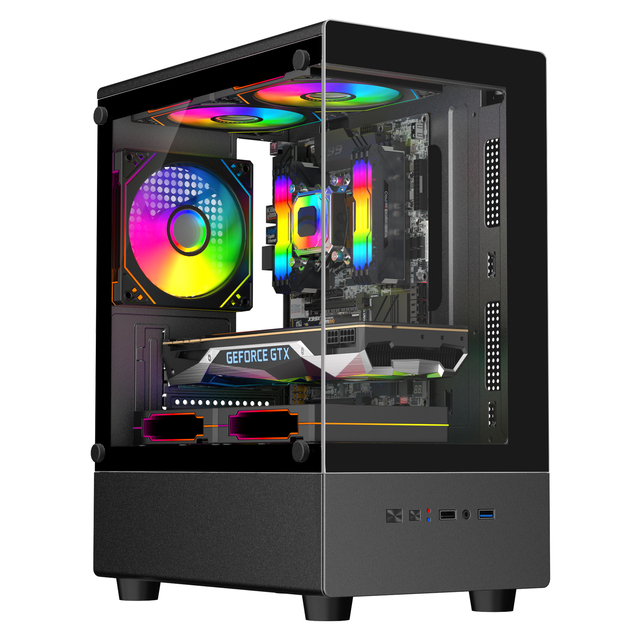 ESGAMING Popular Tempered Glass USB3.0 Micro Atx Case Metal SPCC Magnet Dust-filter Gaming PC Case for Gamer Desktop Computer