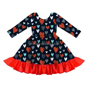 Gaun lengan panjang katun desain baju bayi perempuan anak-anak gaun bayi Floral rok desain baru gaun lengan panjang katun