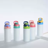 Usa Canada Warehouse Gobelet en acier inoxydable de 12oz isolé et vierge à sublimation pour enfants Bouteille d'eau pour bébé avec couvercle rabattable