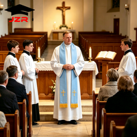 Étole de Pasteur d'Église à Prix d'Usine, Étole Brodée Croix Dorée, Prête à l'Expédition