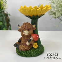 Kerajinan Resin Kartun Patung Sapi Highland Skotlandia yang Lucu Ornamen Resin Sapi Highland untuk Dekorasi Taman Hadiah Perayaan