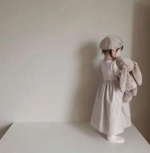 Vestidos Casuales de Verano para Niñas, de Algodón y Lino, de Color Sólido, de Manga Corta - Product Image 4