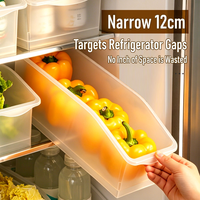 Boîte de rangement transparente en plastique PP brillant empilable pour réfrigérateur, avec roulettes, pour le stockage des légumes et la fraîcheur dans la cuisine