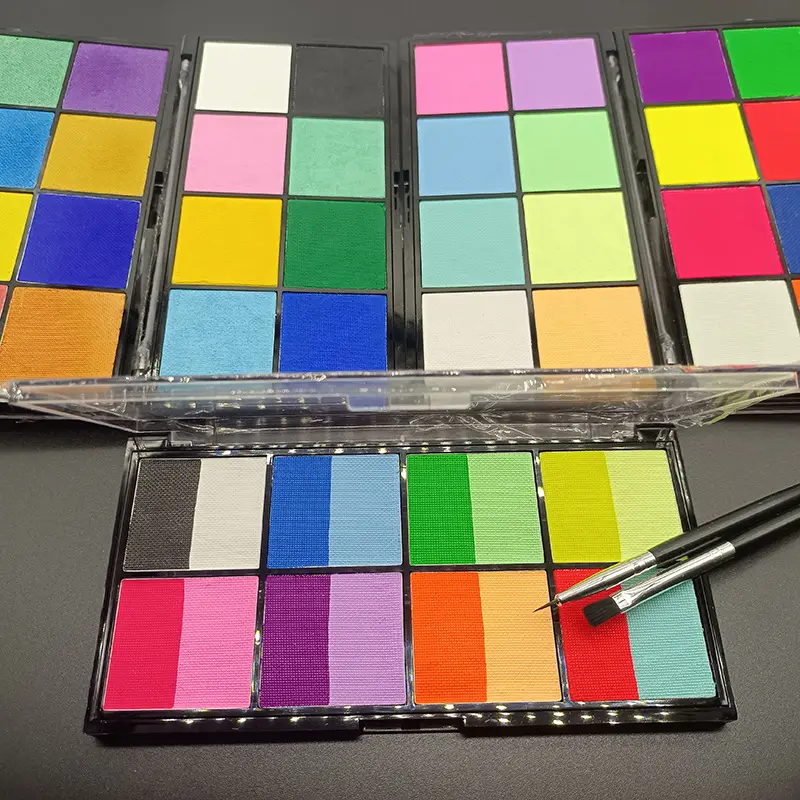 Renkli UV Glow Vegan Neon mat Pastel su aktif Eyeliner paleti Private Label Hydra kek astar