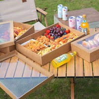 Cajas Rígidas de Papel Kraft Biodegradables y Ecológicas Reciclables con Ventana para Papas Fritas, Pollo, Hamburguesas, Frutas, Ensaladas, Sándwiches y Alimentos