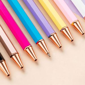 New Hexagonal Ball Wholesale Simple <b>Macaron</b> Metal With Laser Logo High Appearance Medium Oil Pen - Product Image 3