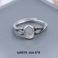 Europäischer Retro-Ring mit Antik-Silber-Kupfer-Beschichtung, Offener Ring mit Eingelegtem Bernstein, DIY-Ringrohling Großhandel