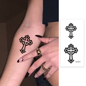 Recién llegado, pegatinas de tatuaje temporal de <span class=keywords><strong>Cruz</strong></span> Tribal personalizadas, transferencia de agua, de larga duración, no tóxicas para adultos, hombres, mujeres, ODM/OEM - Product Image 1
