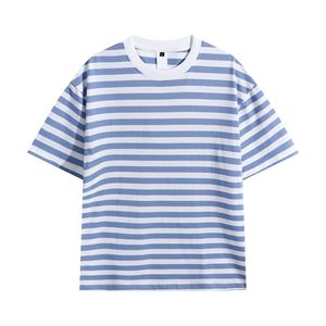 Quần Áo Các Nhà Sản Xuất Tùy Chỉnh 240 Gram Sọc Thời Trang Mùa Hè Mới Đến Giản Dị Lỏng 100% Cotton Ngắn Tay T-Shirt - Product Image 5