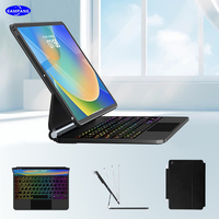 Casing Tablet dengan Keyboard magnetis nirkabel, casing Keyboard magnetis nirkabel untuk iPad 2025 10.2 2019 ke-7 2020 8th 2021, Keyboard ajaib generasi 9