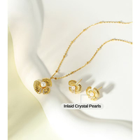 Juego de Joyería de Plata de Ley 925 para Regalo de Boda, Collar con Perlas Chapado en Oro PVD, Aretes de Flor con Baño de Rodio 18K