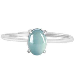 S925 silver natural A-grade jadeite blue water oval egg-shaped <b>ring</b>, ice-grade jade, women's <b>ring</b>, <b>adjustable</b> design - Product Image 5