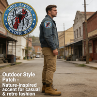 AWELLS Patch brodé thermocollant en tissu sergé de qualité supérieure, motif toile d'araignée sur le thème de la nature, pour sacs de randonnée et vestes Nova Scotia