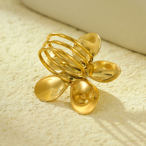 BINSHUO irrégularité pétale écharpe <span class=keywords><strong>boucle</strong></span> anneaux bonne qualité géométrique en acier inoxydable plaqué or perle fleur anneaux pour les femmes - Product Image 5