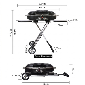 Barbecue à gaz portable pliable sans fumée pour camping et cuisine en plein air avec chariot pliant en acier inoxydable – Vente en gros - Product Image 2
