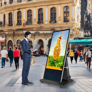 Portable 32/43 Inch Digital Advertising Display Screen <b>Battery</b>-Powered Movable Wheels Floor Stand Mobile Sign SDK - Product Image 2