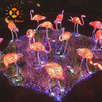 LED Stoff-Made Chinese Lantern Steel Tierenhof Dekoration Szene 3D rot Flamingo Motiv Licht