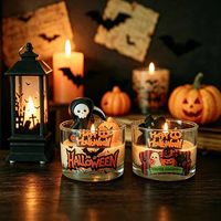 Bougie parfumée en cire de soja pour Halloween, faite à la main, dans un verre, décoration d'ambiance effrayante, ornement, cadeau de fête pour la décoration de la maison