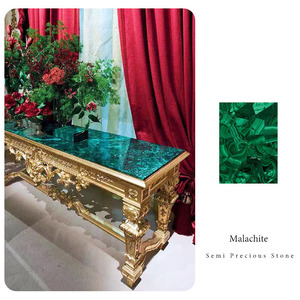 Green Malachite Noble Trang Trí Nội Thất Nhà Đá Quý Bàn Ăn Dài - Product Image 1