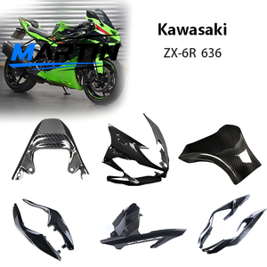 Carenado de Motocicleta Aplicable <span class=keywords><strong>ZX6R</strong></span> 636, Juego Completo Modificado de Fibra de Carbono, Guardabarros, Cubierta de Tanque de Combustible, Deflector de Viento, Negro - Product Image 3