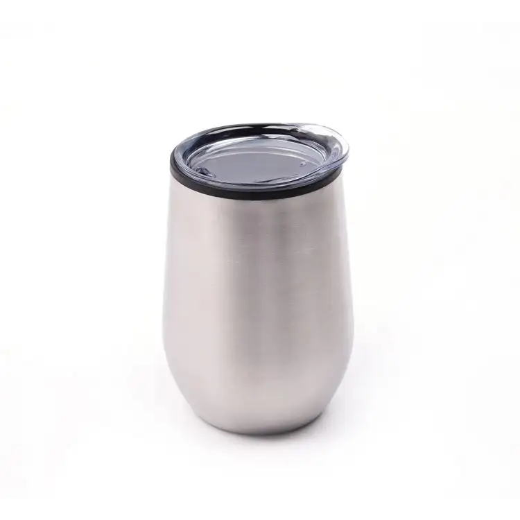 stainless steel straw stemless wine cup double vacuum wine insulated coffee cup with cover
