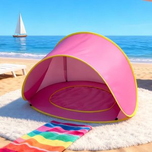 Tente de <span class=keywords><strong>camping</strong></span> pliable portable anti-UV en polyester jaune, abri solaire pour enfants, <span class=keywords><strong>piscine</strong></span> pour bébés, simple couche - Product Image 5