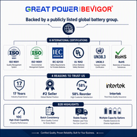 Batterie rechargeable Li-ion de qualité A BEVIGOR 18650 2600mAh 3.7V pour banque d'alimentation, petits appareils électroniques, certifiée UN38.3