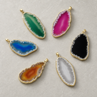 Liontin Kristal Alami Berlapis Emas Polesan Halus Bentuk Tidak Beraturan Tren Fashion Dekorasi & Hadiah Liburan Liontin Irisan Batu Akik