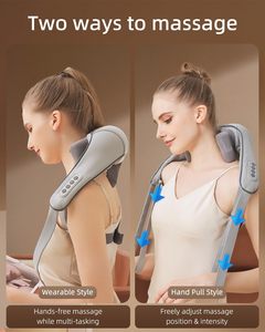 Appareils de massage portables électriques pour le dos, le cou et les épaules avec chaleur et soutien cervical pour les massages en voyage - Product Image 4
