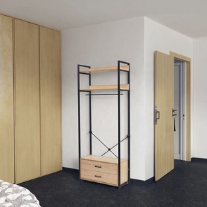 Appendiabiti <span class=keywords><strong>da</strong></span> <span class=keywords><strong>Parete</strong></span> di Lusso in Stile Europeo, Moderno e Personalizzabile, con 4 Ripiani in Legno Regolabili per Cabina Armadio - Product Image 3