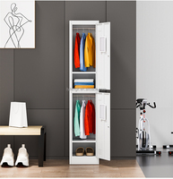 Casier de rangement en acier durable à 2 niveaux et 2 sections avec serrure à clé, à poser au sol ou au mur, pour écoles, hôtels, hôpitaux, appartements