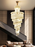 Lustre d'escalier en cristal buduplex bâtiment Villa Pick vide, luminaire suspendu de luxe Post-moderne haut de gamme pour hall d'hôtel