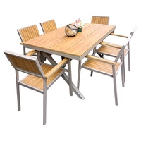 Ensemble de jardin moderne en teck massif durable pour l'extérieur, 8 places, tables et chaises de cour imperméables, protection solaire, anti-corrosion