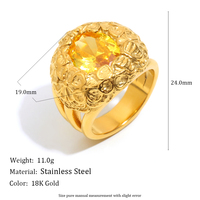 Bague en plaqué or avec zircon jaune sculpté Dreamidea Bijoux d'inspiration vintage pour styles rétro et bohème