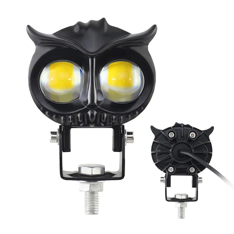 Owl Design Dual Color Waterproof Auxiliary Spot Lights Motorcycle Fog Light Headlight LED Driving Light Flash