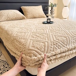 Drap-housse et <span class=keywords><strong>taie</strong></span> d'<span class=keywords><strong>oreiller</strong></span> en polyester molleton de <span class=keywords><strong>flanelle</strong></span> motif damassé lavable en machine pour usage domestique - Product Image 4