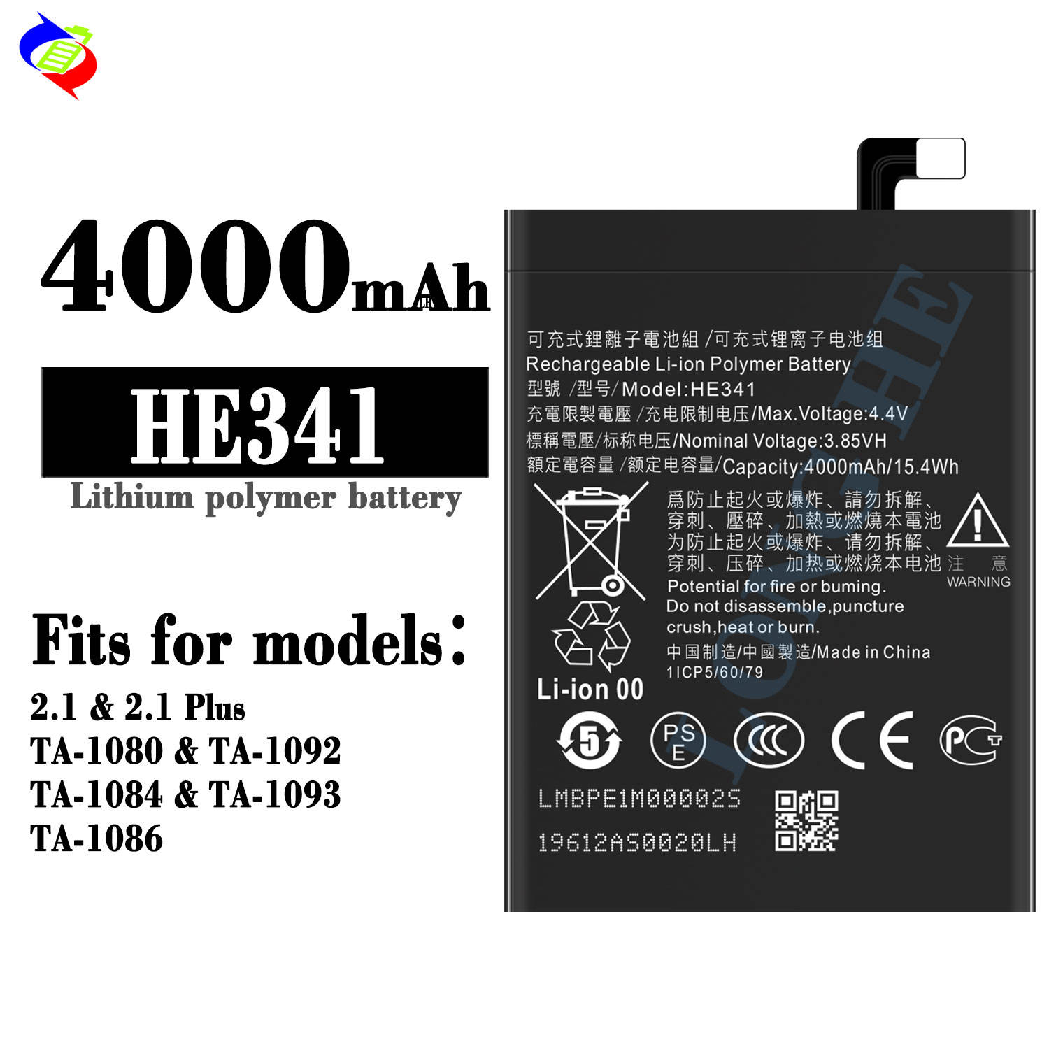 GENUINE BATTERY NOKIA 2.1 TA-1029 HE341 4000mAh SERVICE PART - Foto 10