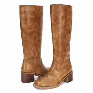 Mode confortable marque hiver tirer sur le genou haut bout carré gros bloc talon haut <span class=keywords><strong>large</strong></span> <span class=keywords><strong>mollet</strong></span> <span class=keywords><strong>bottes</strong></span> longues pour les femmes - Product Image 3