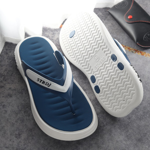 Wholesale New Summer Style Men's PVC Flip-Flops <strong>Slippers</strong> Soft Beach Casual Open Toe Shoes Black/White Printed for E-Commerce - Product Image 2