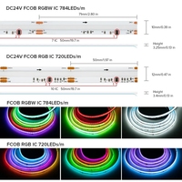 FCOB SPI RGBWW IC bande lumineuse LED 784 LED WS2814 couleur de rêve adressable 10mm DC24V SK6812 lumières FOB COB haute Flexible