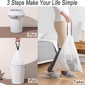 13 Gallons Waste Bin Bag Tall <b>Kitchen</b> Drawstring Garbage Bags Trash Bags With Tie Wholesale - Product Image 5