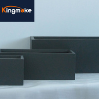 Kingmake Pots de fleurs en béton Grand pot de fleurs moderne noir imperméable Jardinière d'arrosage Pot de plantes d'extérieur