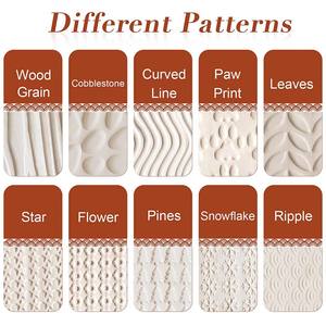 Outils en céramique, ensemble d'outils de poterie, outils de fabrication de poterie, rouleau à texture d'argile à manche en bois, rouleau à motifs d'argile en bois - Product Image 4