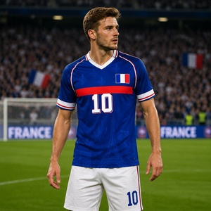 Maillot de football rétro classique 1998-98 de l'équipe nationale de <span class=keywords><strong>France</strong></span>, qualité Thaïlande, domicile et extérieur, pour hommes, T-shirt, haut, tenue de football - Product Image 1