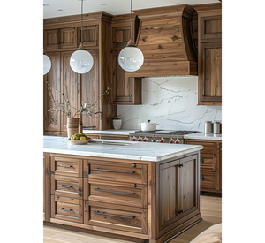 Mobili da <span class=keywords><strong>Cucina</strong></span> in Legno Massello Personalizzati Artigianali Stile Shaker in Noce Scuro Rovere Bianco e <span class=keywords><strong>Marrone</strong></span> - Product Image 4