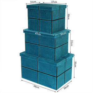 Bộ 3 Hộp Đựng Đồ Chơi Trẻ Em Gấp Gọn Bằng Nhung Màu Xanh Dương - Product Image 2