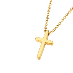 Stainless Steel Cross Pendant <b>Necklace</b> Gold Color <b>Small</b> Size Everyday Wear Unisex Jewelry - Product Image 3