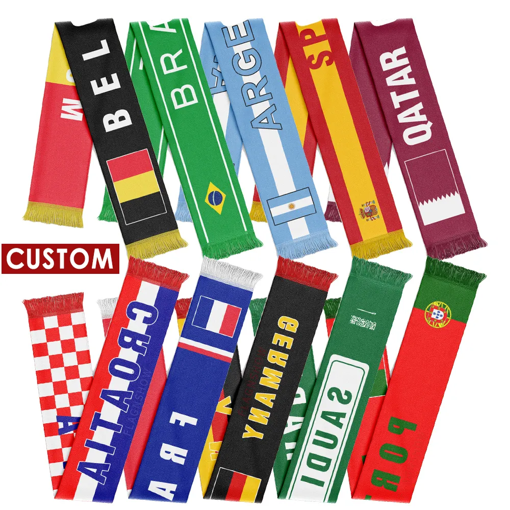 Flagnshow custom logo 13x135cm jacquard knitting fan scarf national day scarf promotion soccer acrylic football scarf