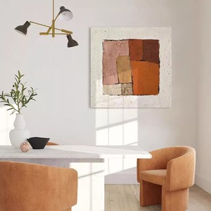 Abstract Color Block Texture Hand Painted Oil Painting <b>Square</b> Wabi Sabi Style Living Room Decor Art Wall Hanging - Product Image 2